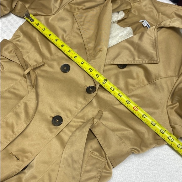 Fashion Nova Trench Coat Warming My Heart Faux Fur Lined Fleece Khaki Tan Large - Picture 13 of 15